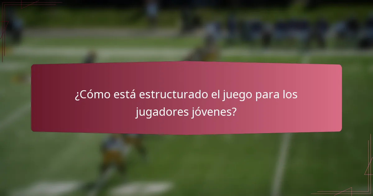 ¿Cómo está estructurado el juego para los jugadores jóvenes?