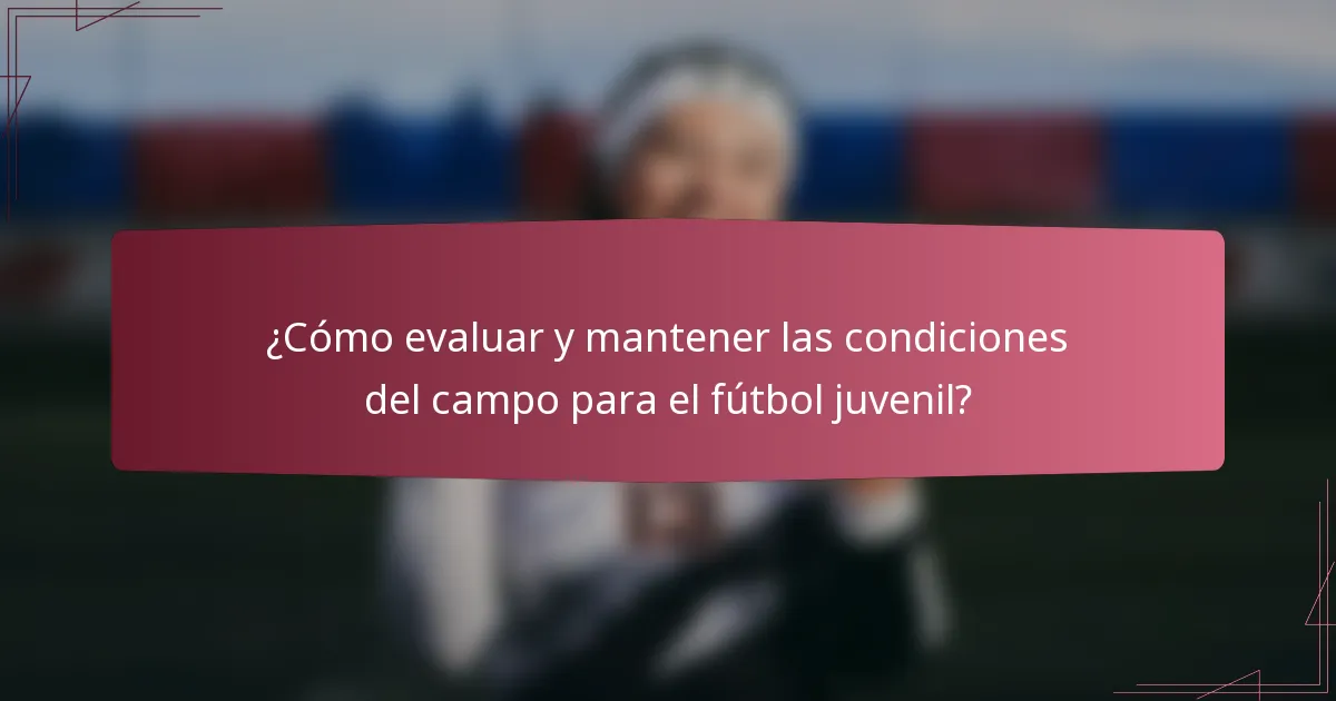 ¿Cómo evaluar y mantener las condiciones del campo para el fútbol juvenil?