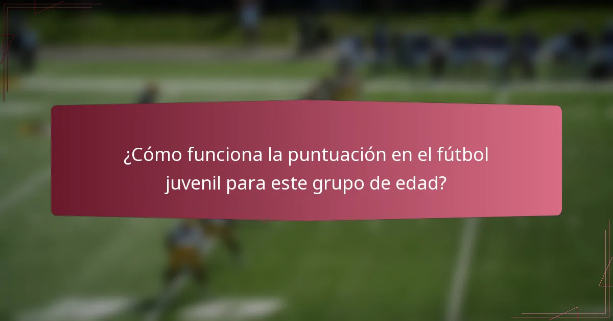 ¿Cómo funciona la puntuación en el fútbol juvenil para este grupo de edad?