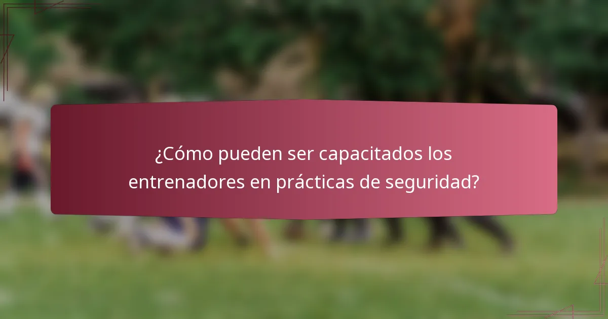 ¿Cómo pueden ser capacitados los entrenadores en prácticas de seguridad?