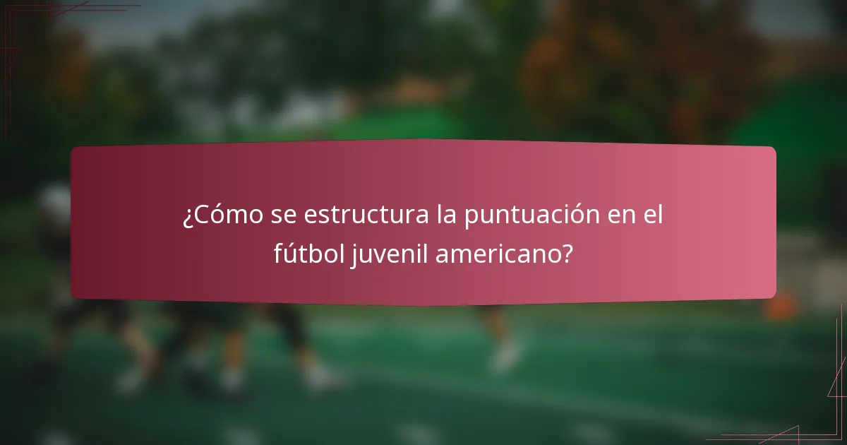 ¿Cómo se estructura la puntuación en el fútbol juvenil americano?