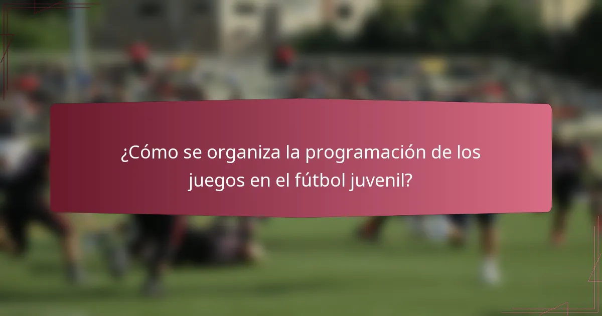 ¿Cómo se organiza la programación de los juegos en el fútbol juvenil?