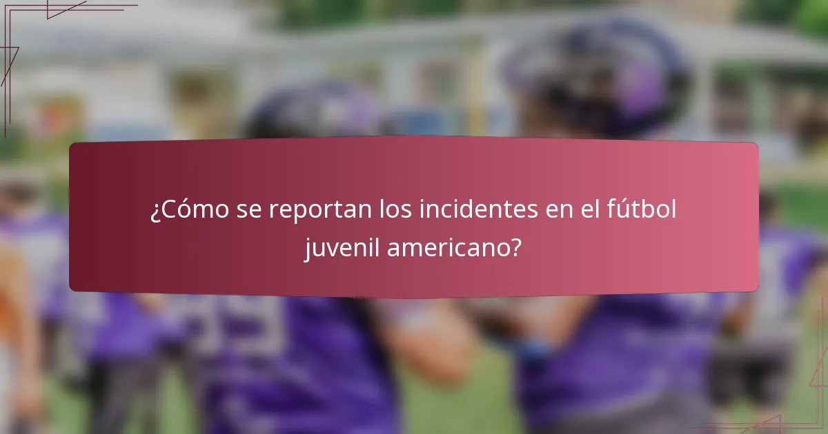 ¿Cómo se reportan los incidentes en el fútbol juvenil americano?