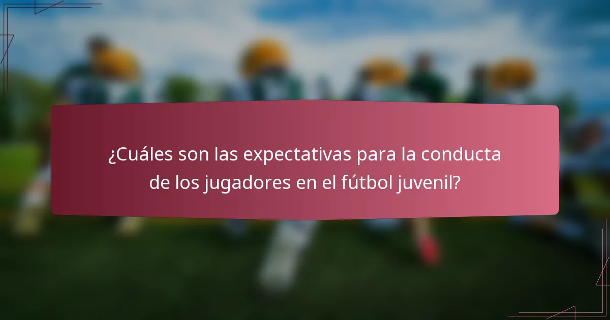 ¿Cuáles son las expectativas para la conducta de los jugadores en el fútbol juvenil?
