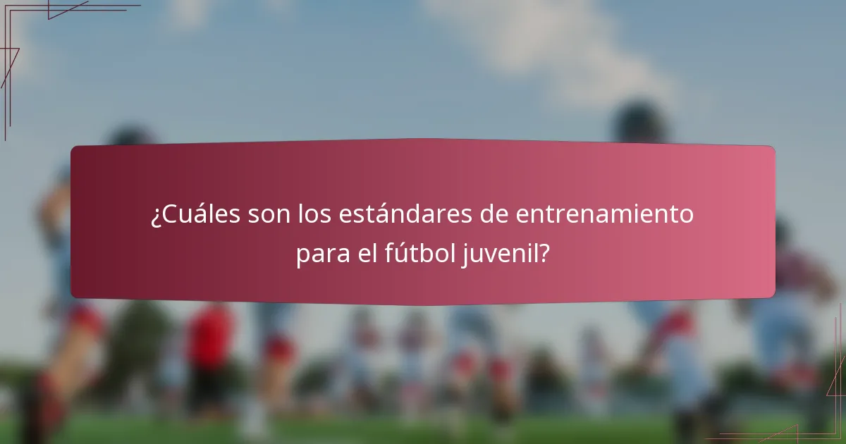 ¿Cuáles son los estándares de entrenamiento para el fútbol juvenil?
