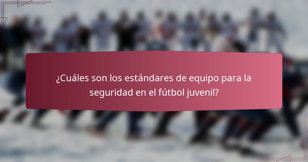 ¿Cuáles son los estándares de equipo para la seguridad en el fútbol juvenil?