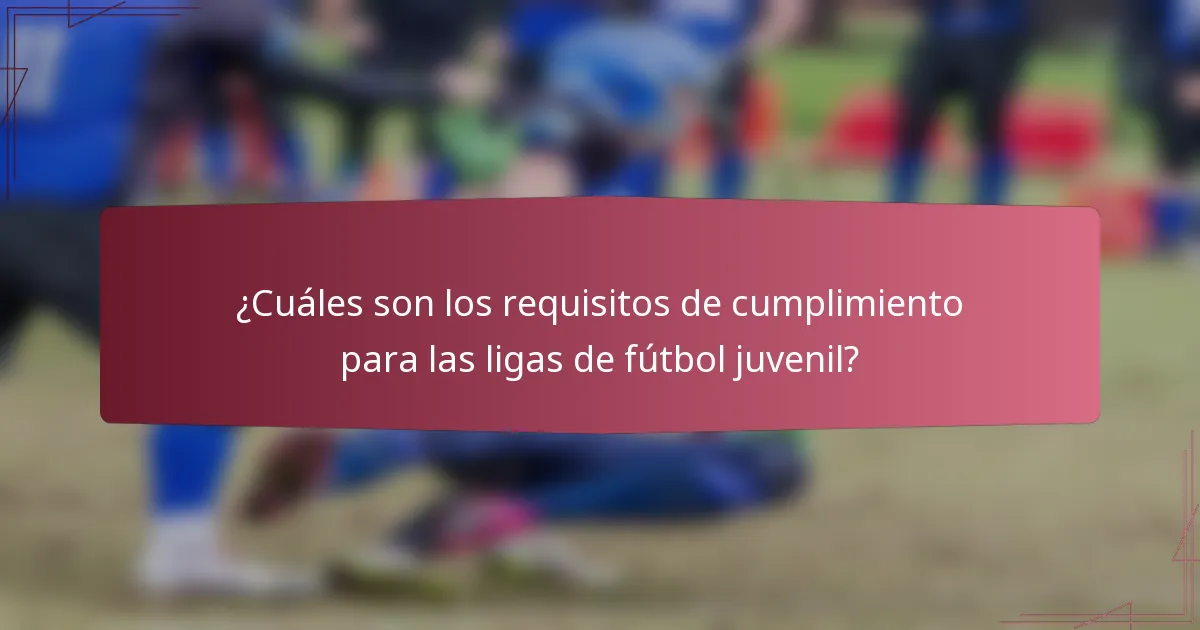 ¿Cuáles son los requisitos de cumplimiento para las ligas de fútbol juvenil?