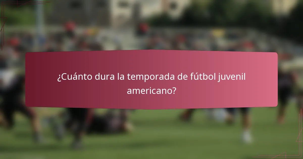 ¿Cuánto dura la temporada de fútbol juvenil americano?